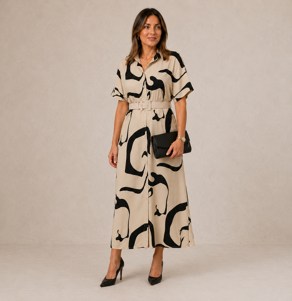 Aurélie Midi Dress | Women's Elegant Shirt Dress